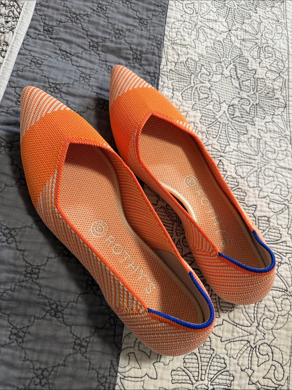 Rothy's Orange & Beige Knit Pointed Flats size 8.5